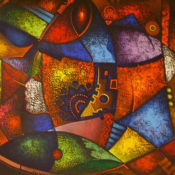 Painting titled "Indienne d'haiti" by Ted Zamy Dorvil, Original Artwork, Oil