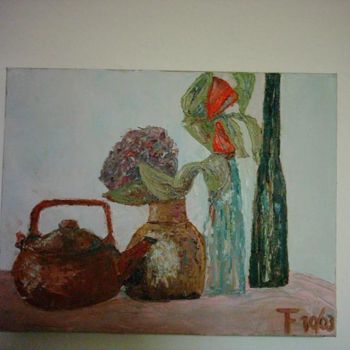 Painting titled "Terracotta Teapot" by Teresa Falkenberg, Original Artwork