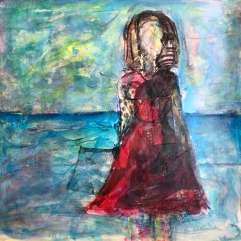 Pittura intitolato "robe rouge sur mari…" da Thomas Reveau, Opera d'arte originale, Acrilico
