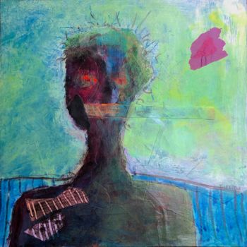 Картина под названием "portrait avec fumée" - Thomas Reveau, Подлинное произведение искусства, Акрил Установлен на Деревянна…