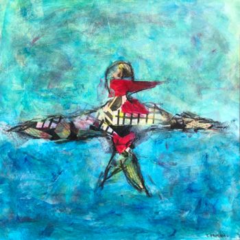 Painting titled "Albatros" by Thomas Reveau, Original Artwork, Acrylic Mounted on Wood Stretcher frame