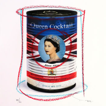 Druckgrafik mit dem Titel "Tehos - Queen Cockt…" von Tehos, Original-Kunstwerk, Digitaldruck