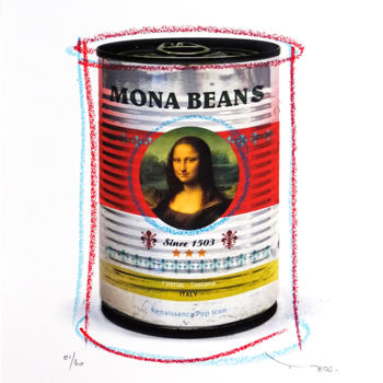 Druckgrafik mit dem Titel "Tehos - Mona Beans" von Tehos, Original-Kunstwerk, Digitaldruck