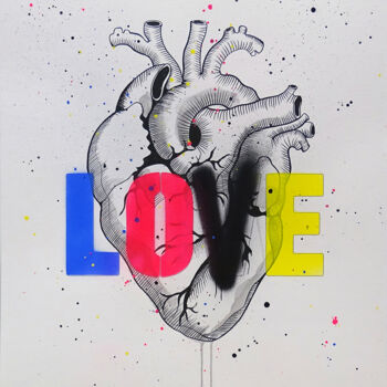 Pintura intitulada "Tehos - Just Love" por Tehos, Obras de arte originais, Tinta spray