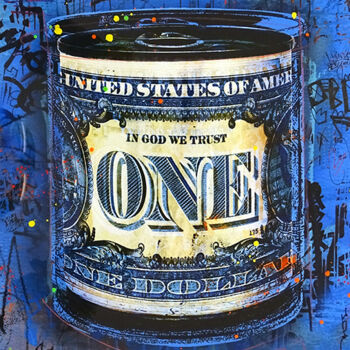 Printmaking titled "Tehos one dollar bl…" by Tehos, Original Artwork, Digital Print Mounted on Other rigid panel