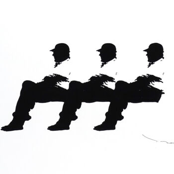 Drawing titled "Tehos - Three men o…" by Tehos, Original Artwork, Acrylic