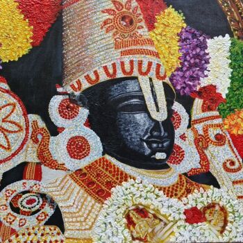 Painting titled "Lord Balaji paintin…" by Tejaswi Poojari (KOLOR KOVELA), Original Artwork, Acrylic Mounted on Wood Stretche…