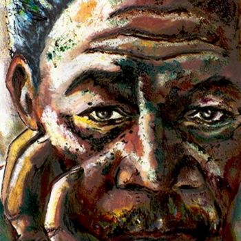 Painting titled "Morgan Freeman" by Tekkamaki, Original Artwork