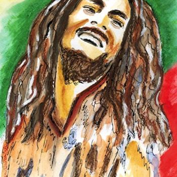 Dessin intitulée "Bob Marley" par Tekkamaki, Œuvre d'art originale