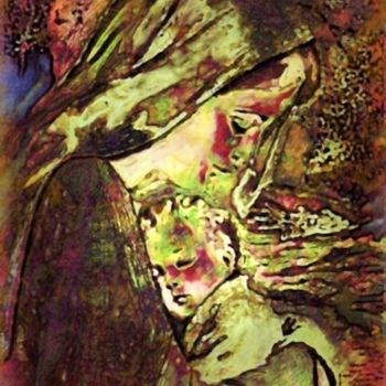 Digitale Kunst mit dem Titel "La Mère et L'Enfant" von Tekkamaki, Original-Kunstwerk, Digitale Malerei