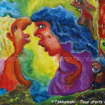 Peinture intitulée "Rencontres en forêt" par Tekkamaki, Œuvre d'art originale