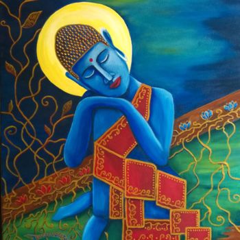 Painting titled "Sagesse Bleue" by Tekkamaki, Original Artwork, Acrylic