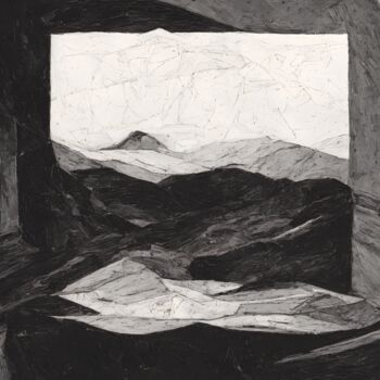 Peinture intitulée "The black mountains" par Teleb A, Œuvre d'art originale, Acrylique