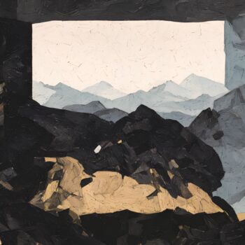 Painting titled "The black mountains…" by Teleb A, Original Artwork, Acrylic