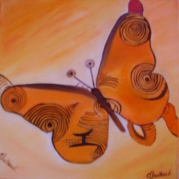 Peinture intitulée "papillon siamois" par Christiane Michaud, Œuvre d'art originale, Autre