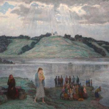 Painting titled "Беженцы" by Vladimir Telin, Original Artwork