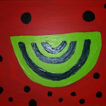 Painting titled "Smiling Watermelon…" by Liana Chiang, Original Artwork, Acrylic