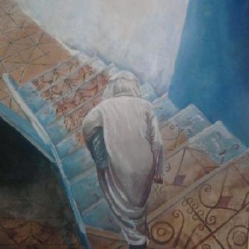 Malerei mit dem Titel "L'escalier" von Said Tennich, Original-Kunstwerk