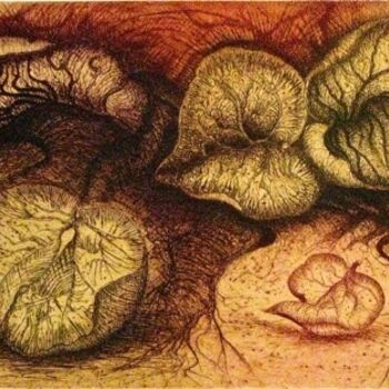 Drawing titled "foglie d'autunno" by Loreta Teodorova, Original Artwork, Other