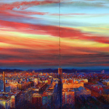 Painting titled "Barcelona" by Unsain, Original Artwork, Oil