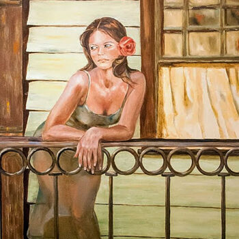 Картина под названием "Feliz" - Tere Obregon, Подлинное произведение искусства, Масло