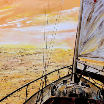 Картина под названием "Viajando al Horizon…" - Tere Obregon, Подлинное произведение искусства, Масло