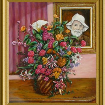 Pittura intitolato "Des fleurs pour REN…" da Térégia, Opera d'arte originale