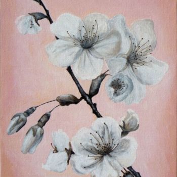 Painting titled "Fleurs de cerisier" by Térégia, Original Artwork
