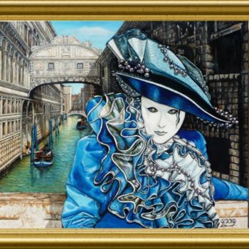 「Venise en bleu」というタイトルの絵画 Térégiaによって, オリジナルのアートワーク