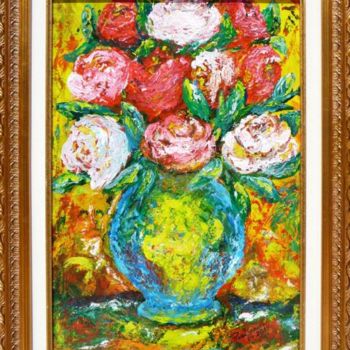 Peinture intitulée "Pot de fleurs." par Térégia, Œuvre d'art originale