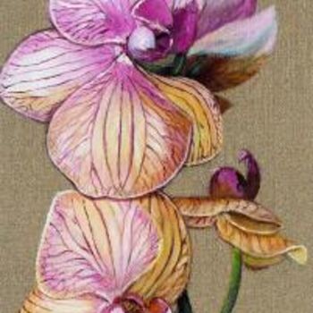 Peinture intitulée "Orchidée rose" par Térégia, Œuvre d'art originale