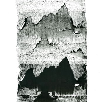 「Горы」というタイトルの製版 Екатерина Терентьеваによって, オリジナルのアートワーク, グワッシュ水彩画 ガラスにマウント