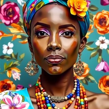 Arts numériques intitulée "09-African woman po…" par Teresa Casas, Œuvre d'art originale, Image générée par l'IA
