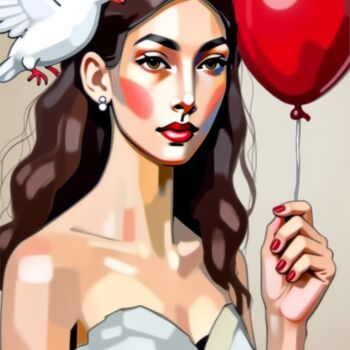 Arts numériques intitulée "11-Animal and woman" par Teresa Casas, Œuvre d'art originale, Image générée par l'IA