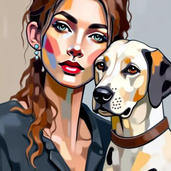 Arts numériques intitulée "15-Animal and woman" par Teresa Casas, Œuvre d'art originale, Image générée par l'IA