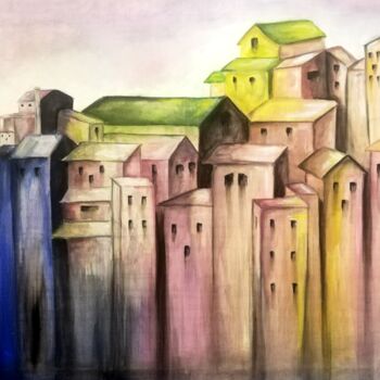 "" Colori nel borgo "" başlıklı Tablo Teresa Di Marte tarafından, Orijinal sanat, Zamklı boya Ahşap Sedye çerçevesi üzerine…