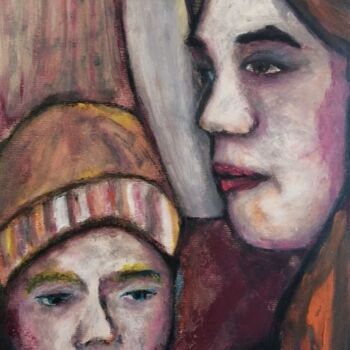 Pintura intitulada "Mother and son" por Teresa Lopes, Obras de arte originais, Óleo
