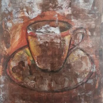 Malerei mit dem Titel "Cup of coffee" von Teresa Lopes, Original-Kunstwerk, Acryl