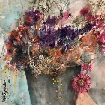 Pintura intitulada "Flores Campestres" por Teresa Maria Abreu (MariAguarela), Obras de arte originais, Aquarela