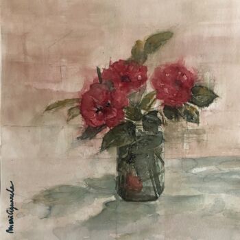 제목이 "Red Roses"인 미술작품 Teresa Maria Abreu (MariAguarela)로, 원작, 수채화