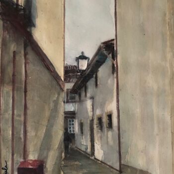 Pittura intitolato "‘por ruas e vielas.…" da Teresa Maria Abreu (MariAguarela), Opera d'arte originale, Acquarello