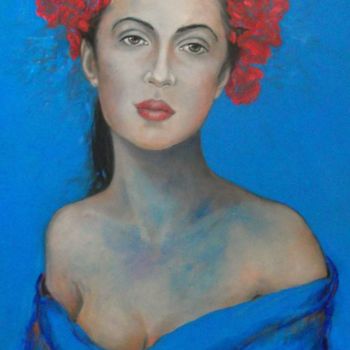 Painting titled "Ceruleo" by Teresa Riganello, Original Artwork, Oil