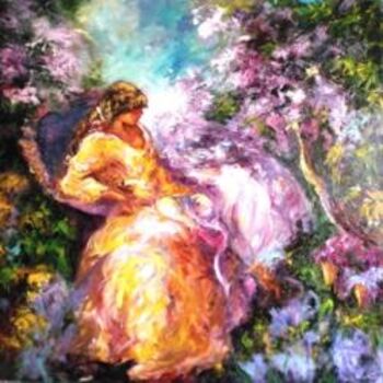 Painting titled "jardin de lilas" by Chivrall, Original Artwork, Oil