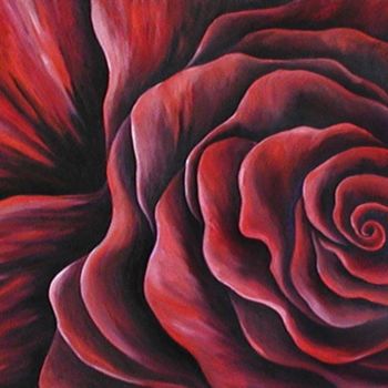 Schilderij getiteld "E-Cad Rose!" door Teresa Freedom, Origineel Kunstwerk, Olie Gemonteerd op Frame voor houten brancard