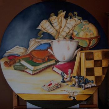 Painting titled "Gli scacchi" by Teresa Grotteria, Original Artwork