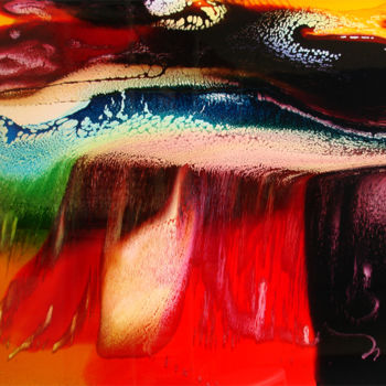 Pittura intitolato "Water wall" da Teresa Martins, Opera d'arte originale, Pittura di vetro colorato