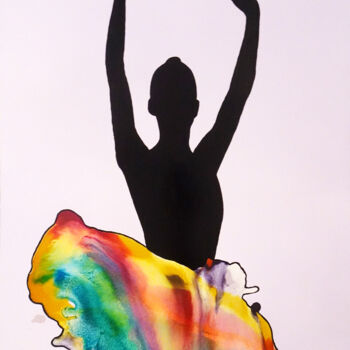 Malerei mit dem Titel "Bailarina 2" von Teresa Martins, Original-Kunstwerk, Glasmalerei