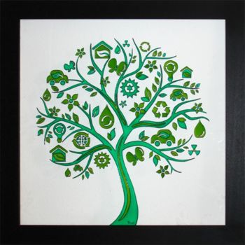 Pintura intitulada "Green mind" por Teresa Martins, Obras de arte originais