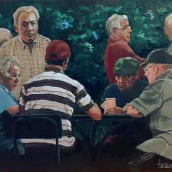 Painting titled "Jogo de Cartas" by Teresa Maya, Original Artwork, Acrylic