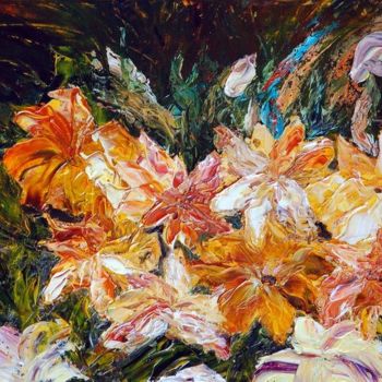 Painting titled "IN THE GARDEN" by Teresa Wegrzyn, Original Artwork, Acrylic